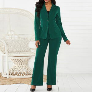 Two-Piece Suit Of European And American Solid Color Suits - Green, S